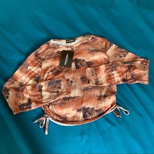 plt brown desert tie ruched top